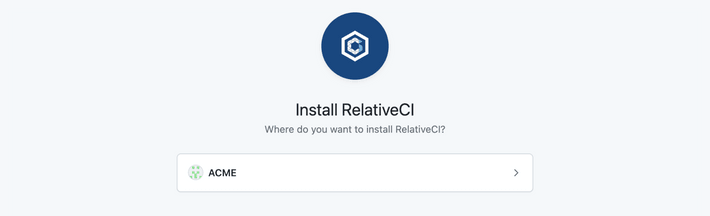 GitHub RelativeCI app select organization