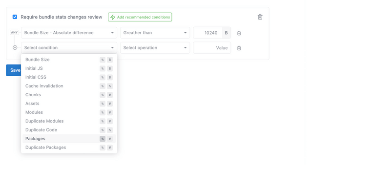 RelativeCI GitHub Commit Status Review - app settings