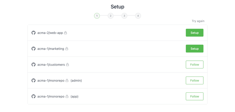 RelativeCI project setup - select GitHub installation