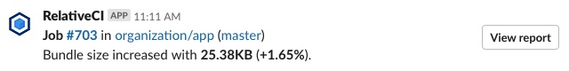RelativeCI Slack notification
