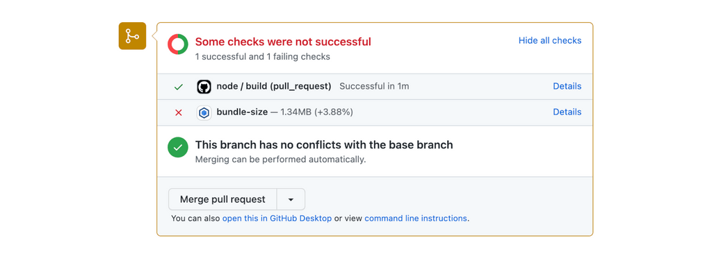 RelativeCI Pull Request GitHub Check information with rules result