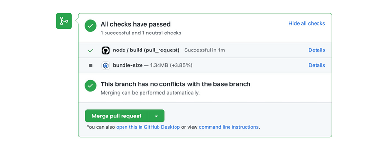 RelativeCI Pull Request GitHub Check information