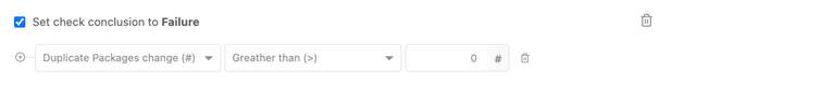 RelativeCI GitHub Check rules example - failure on duplicate packages increase