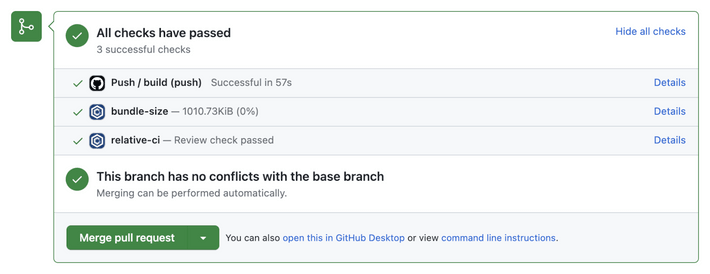 RelativeCI GitHub Commit Status Review - passed
